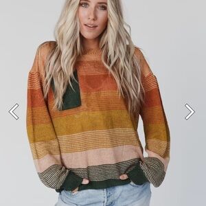 Hayden LA Striped Multicolor Sweater
